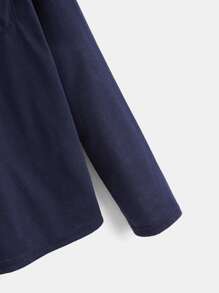 SHEIN Boys Patched Pocket Half Button Tee - Navy Blue - View 4