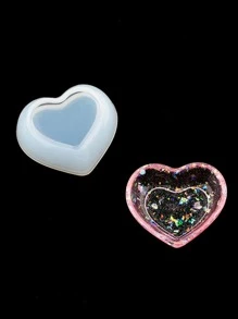 1pc Heart Shaped DIY Silicone Mold - White - View 1