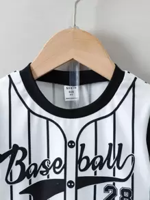 SHEIN Young Boy Striped & Letter Graphic Tee & Shorts