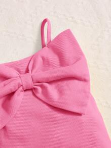 SHEIN Young Girl Bow Front Cami Top - Pink - View 3