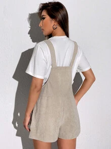 Muchica Áo liền quần nữ Nút Túi màu trơn Sẵn sàng - Màu Xám nhạt - Xem 2