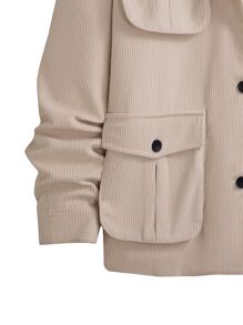 Manfinity Men Flap Pocket Corduroy Jacket Without Tee - Beige - View 3