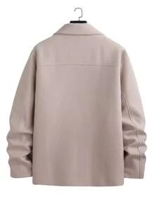 Manfinity Hombres 1 pieza Abrigo de doble botonadura de cuello con solapa - Beis - Ver 2