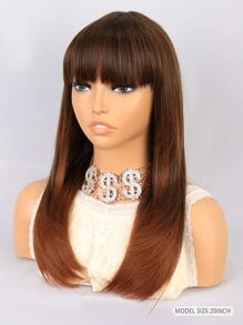 Medium Straight Synthetic Wig With Bangs - Multicolor - View 2