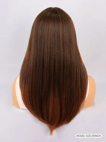 Medium Straight Synthetic Wig With Bangs - Multicolor - View 3