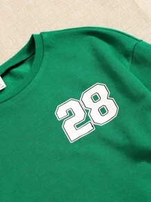 SHEIN 青少年女孩數字圖案運動衫和字母圖案雙色衛褲 - 彩色 - 查看 3