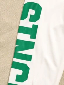 SHEIN 青少年女孩數字圖案運動衫和字母圖案雙色衛褲 - 彩色 - 查看 4