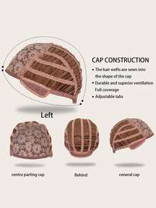 Short Curly Synthetic Wig With Bangs - Light Brown - View 6