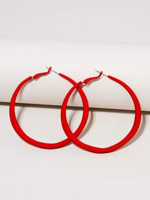 1pair European And American Fashion Simple Style Painted Color Geometric Twisted Round Shaped Iron Alloy Earrings For Women, Daily Wear