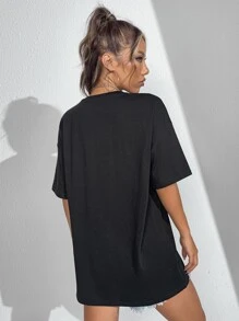 Motspraydesignstudio Áo thun nữ Hoạt hình Slogan Giải trí - màu đen - Xem 2