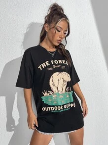 Motspraydesignstudio Áo thun nữ Hoạt hình Slogan Giải trí - màu đen - Xem 5