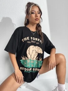 Motspraydesignstudio Áo thun nữ Hoạt hình Slogan Giải trí - màu đen - Xem 6