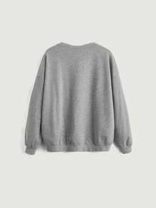 SHEIN MOD Dog & Slogan Graphic Drop Shoulder Sweatshirt - Grey - View 5
