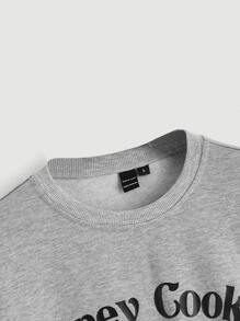 SHEIN MOD Dog & Slogan Graphic Drop Shoulder Sweatshirt - Grey - View 3