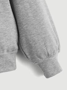 SHEIN MOD Dog & Slogan Graphic Drop Shoulder Sweatshirt - Grey - View 4