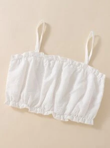 SHEIN 少女紐扣前上衣和镂空刺繡背心上衣、長褲 - 彩色 - 查看 3