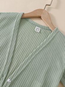 SHEIN 少女紐扣前上衣和镂空刺繡背心上衣、長褲 - 彩色 - 查看 5