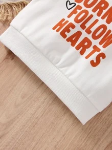 男嬰標語和愛心圖案套頭衫和運動褲 - 彩色 - 查看 3