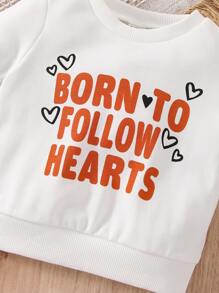 男嬰標語和愛心圖案套頭衫和運動褲 - 彩色 - 查看 4