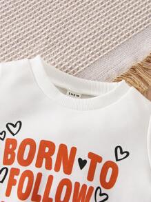 男嬰標語和愛心圖案套頭衫和運動褲 - 彩色 - 查看 7