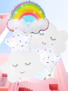 H.L.BALLOON Set de 5 globos con motivos de arcoíris, nubes y estrellas, para Navidad - Multicolor - Ver 1