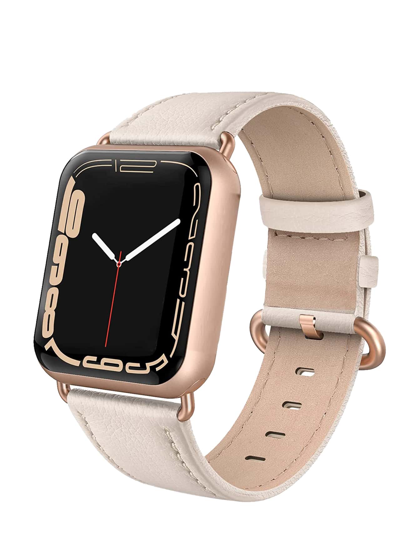 Plain PU Watchband Compatible With Apple Watch - Beige - View 1