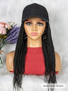 Tóc giả tổng hợp bện dài tự nhiên có mũ trùm đầu - màu đen - Xem 2