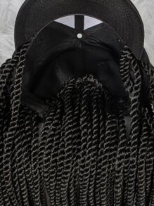 Tóc giả tổng hợp bện dài tự nhiên có mũ trùm đầu - màu đen - Xem 7