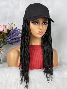 Tóc giả tổng hợp bện dài tự nhiên có mũ trùm đầu - màu đen - Xem 3
