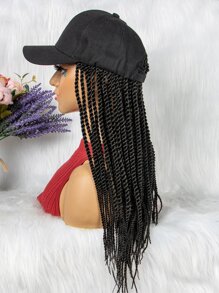 Tóc giả tổng hợp bện dài tự nhiên có mũ trùm đầu - màu đen - Xem 5