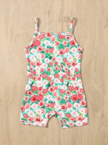 SHEIN 嬰兒女童全印花連身背心連褲裝 - 彩色 - 查看 2