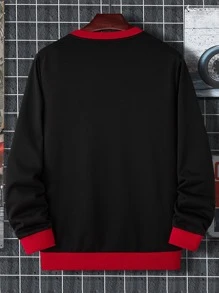 Manfinity Áo nỉ Nam Lá thư Sẵn sàng - màu đen - Xem 2