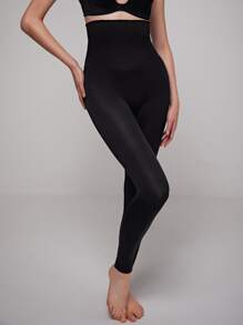 SHAPORA Solid Wideband Waist Shapewear Trousers - Black - View 3