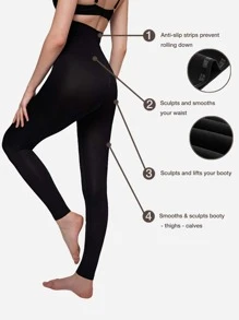 SHAPORA Solid Wideband Waist Shapewear Trousers - Black - View 4