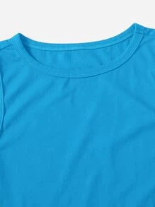 SHEIN EZwear Solid Skinny Bodysuit - Blue - View 5