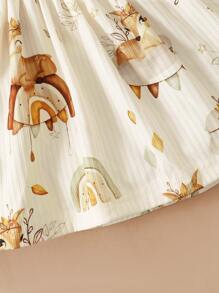 Đầm em bé Nút Xù Hoạt hình Giải trí - Màu be - Xem 5