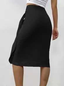 Chiquease Solid Knot Side Wrap Skirt - Black - View 2