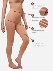 SHAPORA Wideband Waist Capri Shapewear Trousers - Apricot - View 3