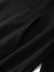 Manfinity Loose Fit Men's Hoodie With Car & Slogan Print, Drop Shoulder And Drawstring Detail - Black - View 7