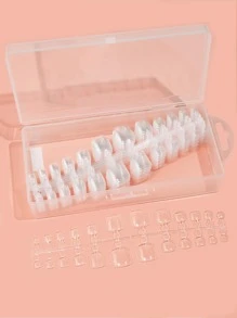 Actualice instantáneamente su aspecto con 480 piezas en caja de resina transparente corta para uñas de los pies con cobertura completa extendida para mujeres y niñas - transparente - Ver 1