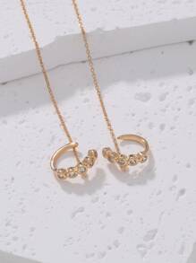 Nooxian 1對魅力四射方晶鋯石裝飾耳環適用於女士日常裝飾 - 金黃色 - 查看 4