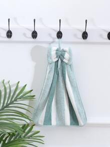 3 chiếc/gói khăn lau tay mềm mại thấm hút họa tiết sọc nơ san hô sáng tạo có móc treo dùng cho nhà bếp - Nhiều màu - Xem 5