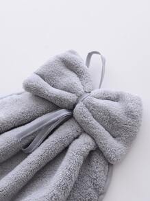 1pc Coral Fleece Creative Bow Style Soft Absorbent Hand Towel With Lanyard - Grey - View 6