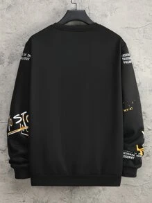 Manfinity Men Slogan Graphic Sweatshirt - Black - View 2