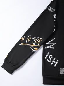 Manfinity Men Slogan Graphic Sweatshirt - Black - View 4