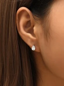 1pair Cubic Zirconia Earrings, Ear Studs