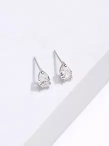 1pair Cubic Zirconia Earrings, Ear Studs