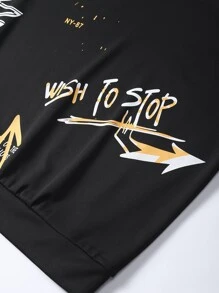 Manfinity Men Slogan Graphic Sweatshirt - Black - View 5