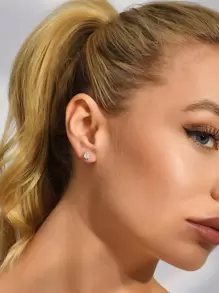 1pair Cubic Zirconia Earrings, Ear Studs