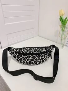 Riñonera con estampado de leopardo de lona - Blanco y Negro - Ver 3